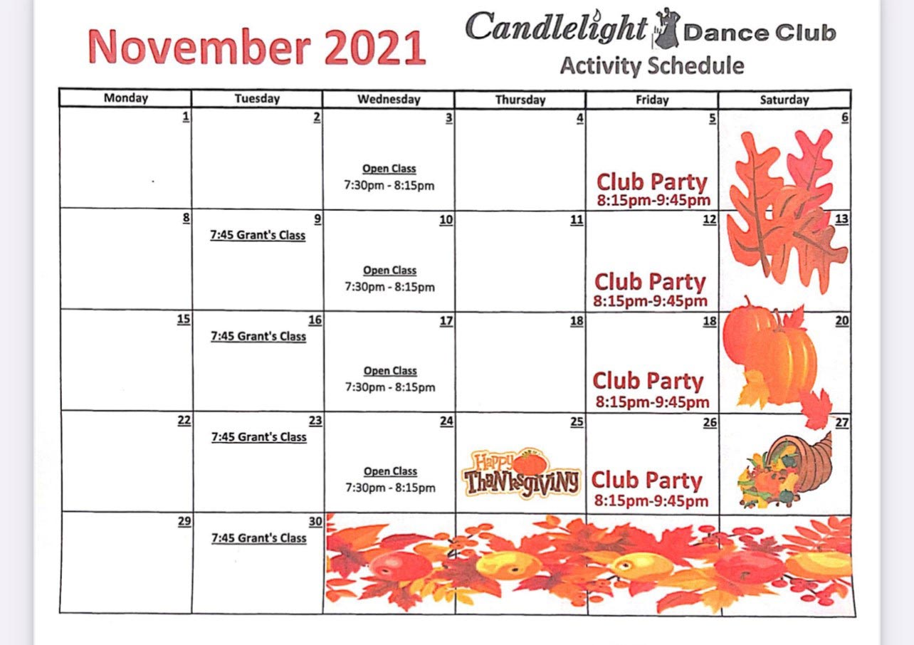 Dance Class Calendar Candlelight Dance Club Ballroom Dance Lessons